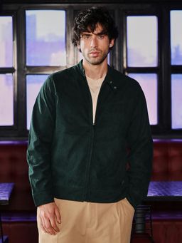 Campus Sutra - Men's Emerald Green Corduroy Rider Jacket