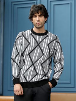 Campus Sutra - Men's Multi-Color Tenoch-Jacquard Pullover Sweater