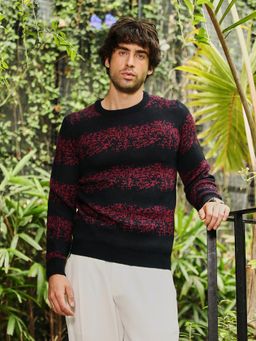 Campus Sutra - Men's Multi-Color Ditsy-Panel Pullover Sweater