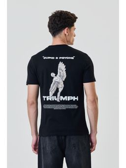 Snitch - Black Graphic Half Sleeves Regular Casual T-Shirt for Men