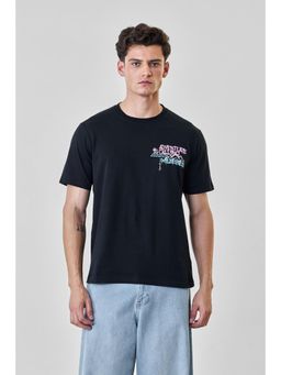 Snitch - Black Typography Half Sleeves Regular Casual T-Shirt for Men