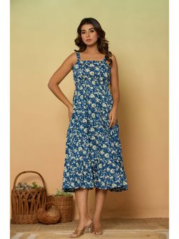 Kasya - Blue Cotton Midi Dress