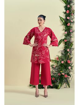 ORIGANI - Red Nira Tunic With Pant (Set of 2)