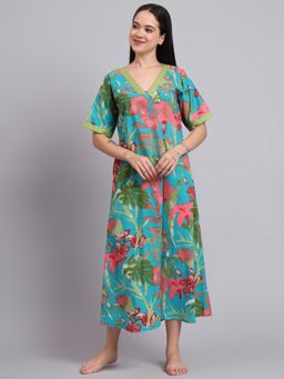 The Saffron Saga - Tropical Daydream Nighty Midi Dress