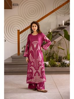 Nehamta - Women's Pink German Rayon Kurta And Palazzo (Set of 2)