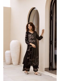 Nehamta - Women's Black German Rayon Kurta And Palazzo (Set of 2)