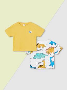 max - Boys Dinosaur Printed T-Shirt - Pack of 2