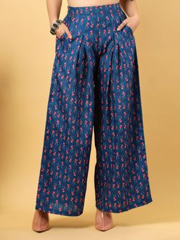 RAASSIO - Blue Women Floral Printed Palazzo