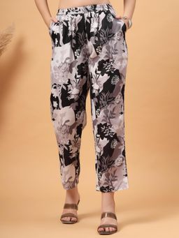 RAASSIO - Multi-Colour Women Tropical Printed Pant with Pockets