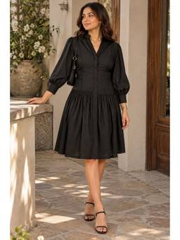 JUSTIN WHYTE - Black Noir Lace Knee Length Dress
