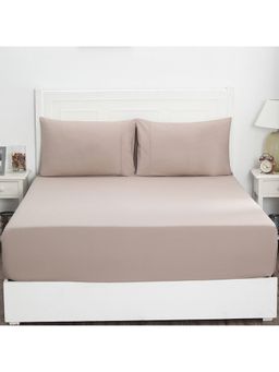 Maspar - Colorart Slumber Solid Nomad 200 TC Cotton Double Bed Sheet With 2 Pillow Covers