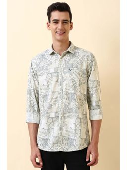 Allen Solly - Men White Print Full Sleeves Casual Shirt