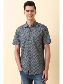 Allen Solly - Men Navy Blue Print Half Sleeves Casual Shirt