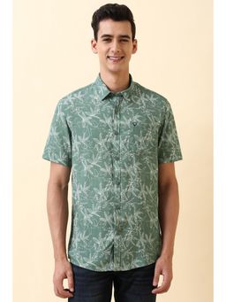 Allen Solly - Men Green Print Half Sleeves Casual Shirt