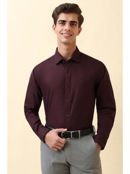 Allen Solly - Men Purple Textured Full Sleeves Formal Shirt