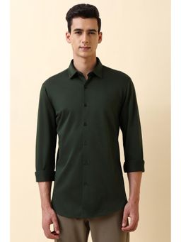 Allen Solly - Men Green Solid Full Sleeves Casual Shirt