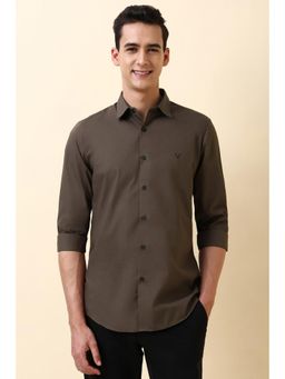 Allen Solly - Men Brown Solid Full Sleeves Casual Shirt