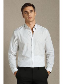 Louis Philippe - Men White Printed Full Sleeves Casual Shirt