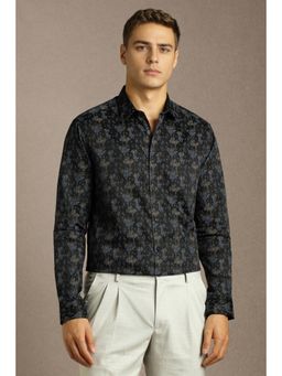 Louis Philippe - Men Black Print Full Sleeves Formal Shirt