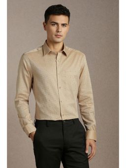 Louis Philippe - Men Beige Full Sleeves Formal Shirt