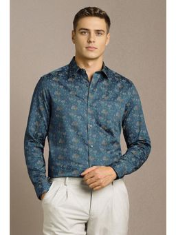 Louis Philippe - Men Blue Print Full Sleeves Formal Shirt