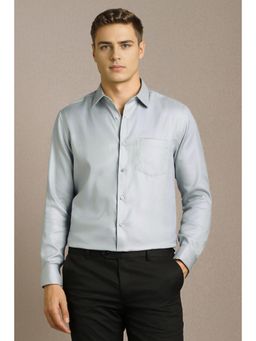 Louis Philippe - Men Grey Solid Full Sleeves Formal Shirt
