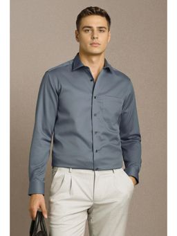 Louis Philippe - Men Grey Solid Full Sleeves Formal Shirt