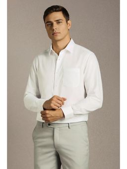 Louis Philippe - Men White Solid Full Sleeves Formal Shirt