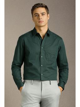 Louis Philippe - Men Green Textured Full Sleeves Formal Shirt