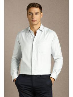 Louis Philippe - Men White Check Full Sleeves Formal Shirt