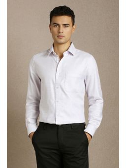 Louis Philippe - Men White Print Full Sleeves Formal Shirt