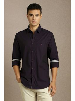 Louis Philippe - Men Purple Textured Full Sleeves Casual Shirt