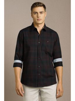 Louis Philippe - Men Navy Check Full Sleeves Casual Shirt