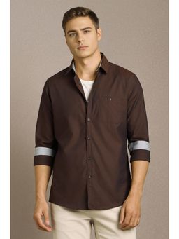 Louis Philippe - Men Brown Textured Full Sleeves Casual Shirt