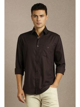 Louis Philippe - Men Brown Solid Full Sleeves Casual Shirt