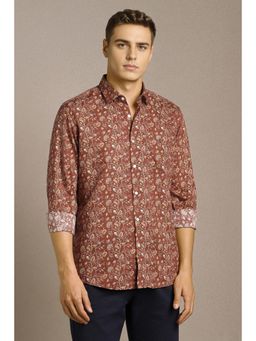 Louis Philippe - Men Brown Print Full Sleeves Casual Shirt