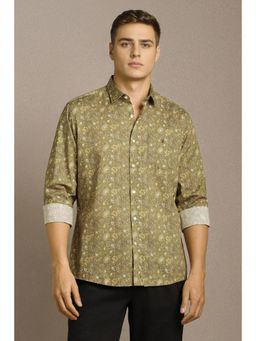 Louis Philippe - Men Olive Print Full Sleeves Casual Shirt