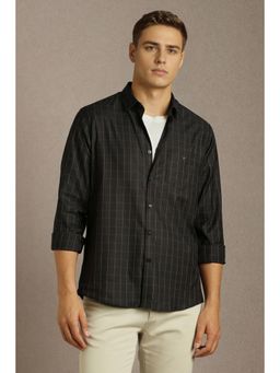 Louis Philippe - Men Black Check Full Sleeves Casual Shirt