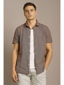 Louis Philippe - Men Brown Print Half Sleeves Casual Shirt