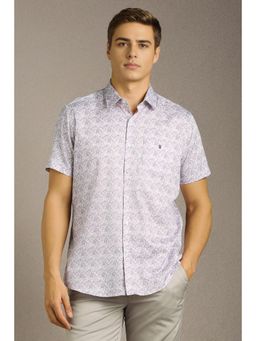 Louis Philippe - Men Lilac Print Half Sleeves Casual Shirt