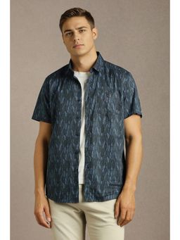 Louis Philippe - Men Blue Printed Half Sleeves Casual Shirt