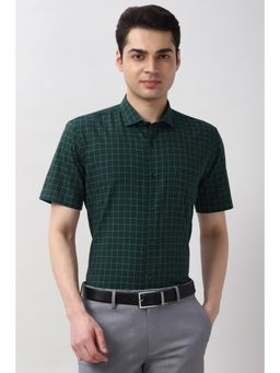 Peter England - Men Green Regular Fit Half Sleeves Formal Shirt