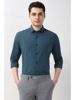 Peter England - Men Teal Slim Fit Full Sleeves Formal Shirt