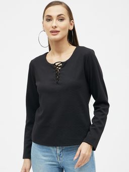 Kibo - Women Solid Criss Cross Top