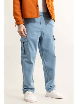 Snitch - Pull On Sky Blue Baggy Fit Jeans