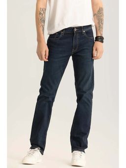 Snitch - Brigitte Navy Blue Plain Straight Fit Jeans