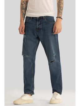 Snitch - Vault Navy Blue Distressed Baggy Fit Jeans