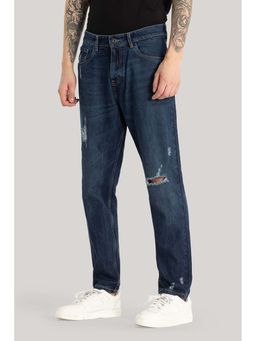 Snitch - Navy Blue Distressed Baggy Fit Jeans
