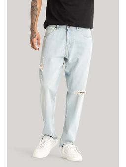 Snitch - Sky Blue Distressed Baggy Fit Jeans
