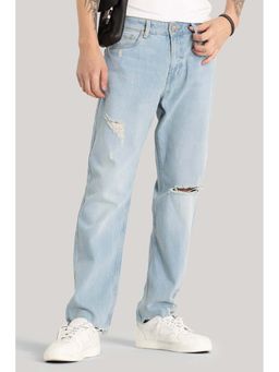 Snitch - Light Blue Distressed Relaxed Fit Jeans